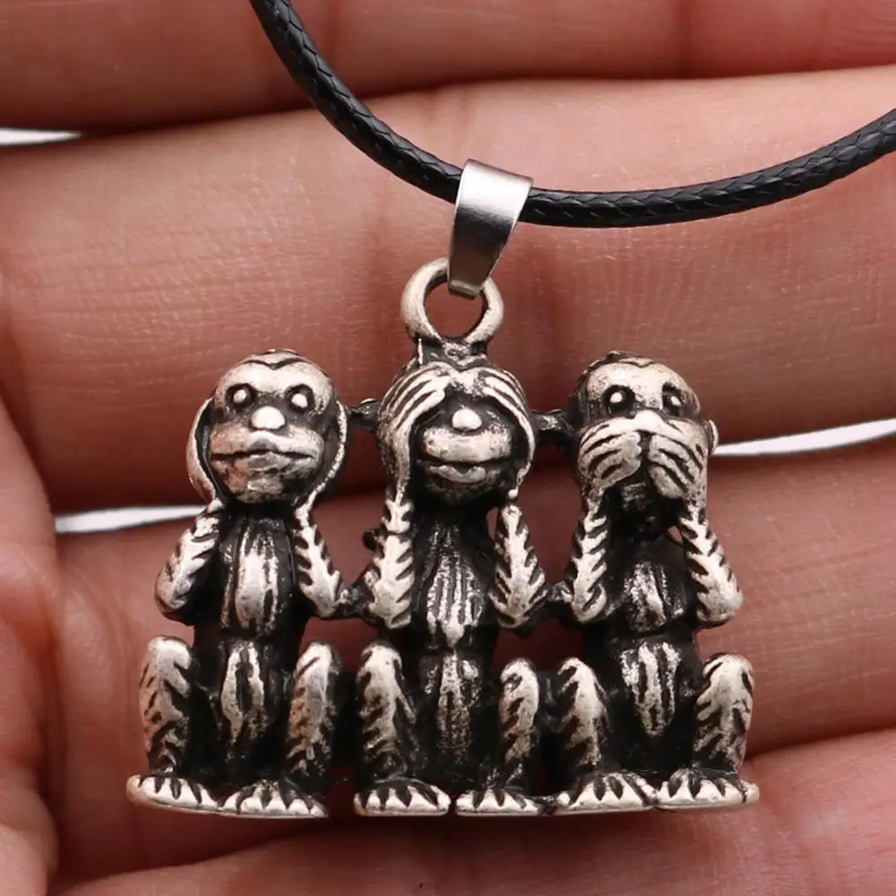 Фото Модное ювелирное изделие милое три ожерелье в форме обезьян популярное животное