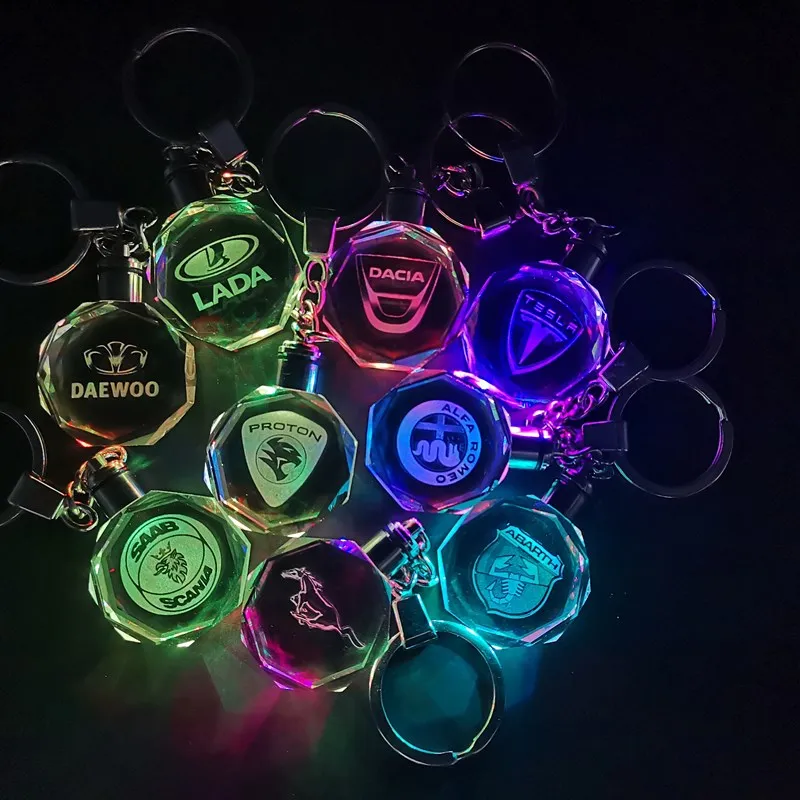 Светодиодсветильник ка K9 Хрустальный Автомобильный логотип брелок для Lada Daewoo Dacia