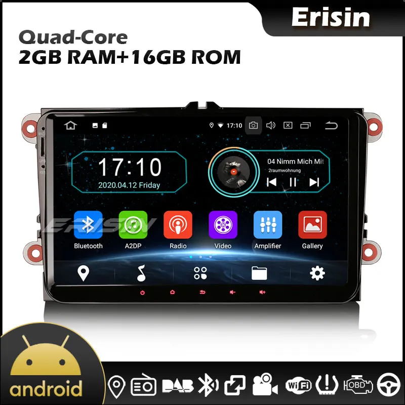 Erisin 5991 9 &quotAndroid 10 0 DAB Carplay TPMS Авто GPS Bluetooth авторадио для VW Amark Caddy Golf MK5 Plus Jetta Passat Polo |