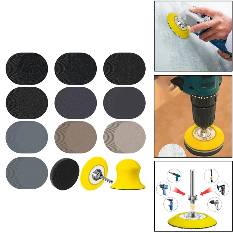 

100PCS Sanding Discs Assorted 80-7000 Grits Wet/Dry Sander Pad With 1/4 Inch Shank Backing Plate