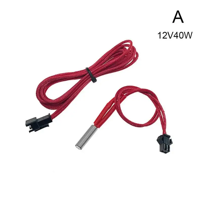 12V40W 1 м Картридж нагреватель с терминалом 12 В 24 в 40 Вт Красный нагреватель трубки 6X20 мм для Tevo или 3d принтеров - Цвет: 12V40W