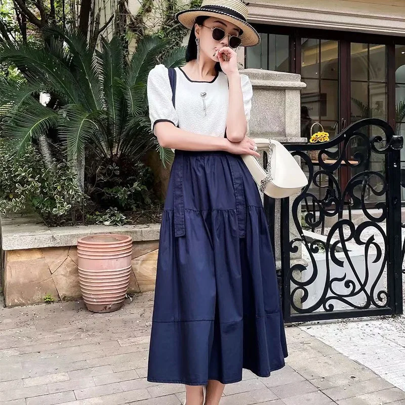 

and 2021 spring summer new drawstring waist dress suit women's fashion leisure sweet Chiffon Shirt Short Sleeve two piece set