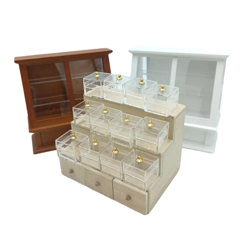 

1/12 Doll House Furniture Accessories Mini Candy Display Stand Sweets Box Cabinet For Ob11 Barbie Doll Blythe Accessories