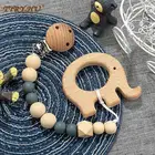 TYRY.HU, персонализированные силиконовые бусины, деревянный прорезыватель, силиконовая соска-держатель, персонализированная Соска-клипса, 5 цветов