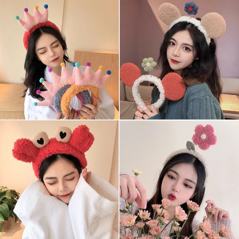 

Free Shipping Cute plush bunny ears hair band wash face headband girl headdress
