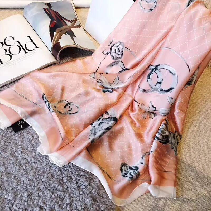 2020 черный новый весенний и осенний шелковый шарф женский летний дорожный