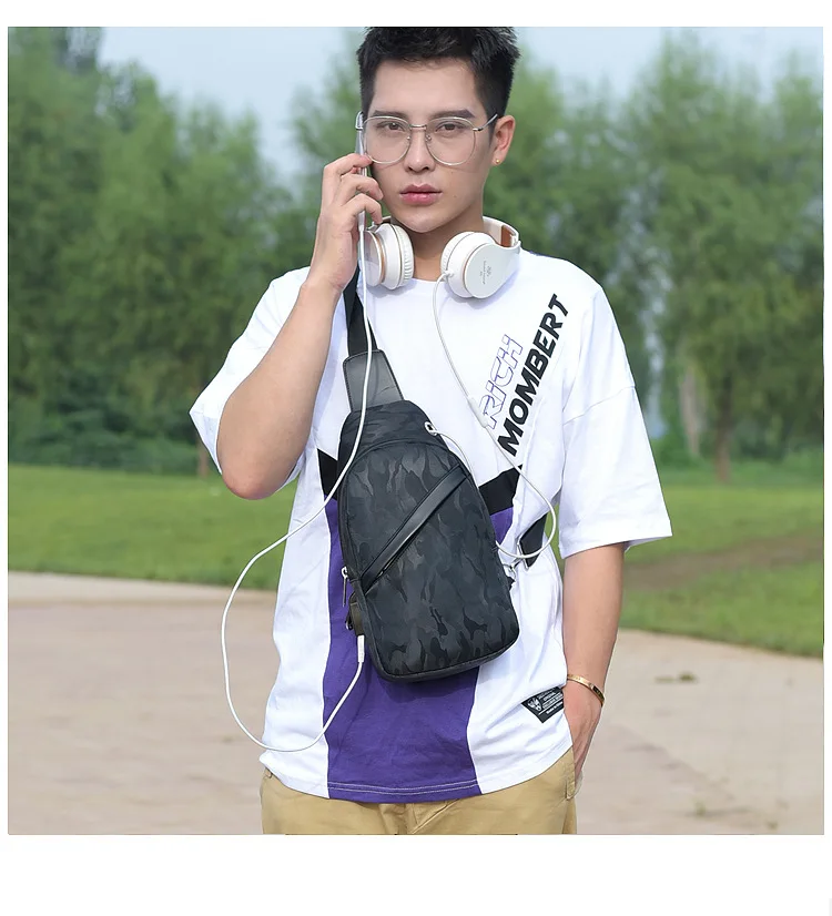 

New Men Fashion Single Chest Bag Casual Men Zipper Solid Shoulder Messenger Bag Wild Multifunctional Outdoor Belt Bags FS04