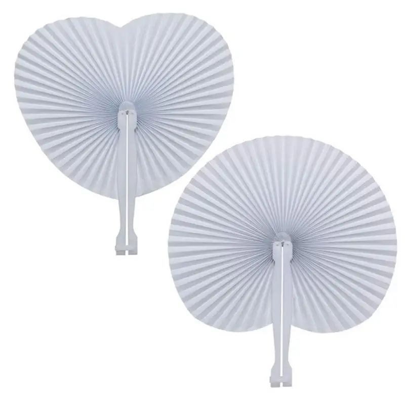1PC Fan White Paper Round Heart Shape Folding Plastic Handle Wedding Birthday Party Ceremony Supplies Home Decoration Hot | Дом и сад