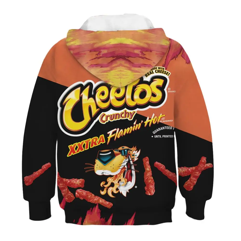 Худи с 3D принтом Cheetos для мальчиков и девочек подростков Детская толстовка в