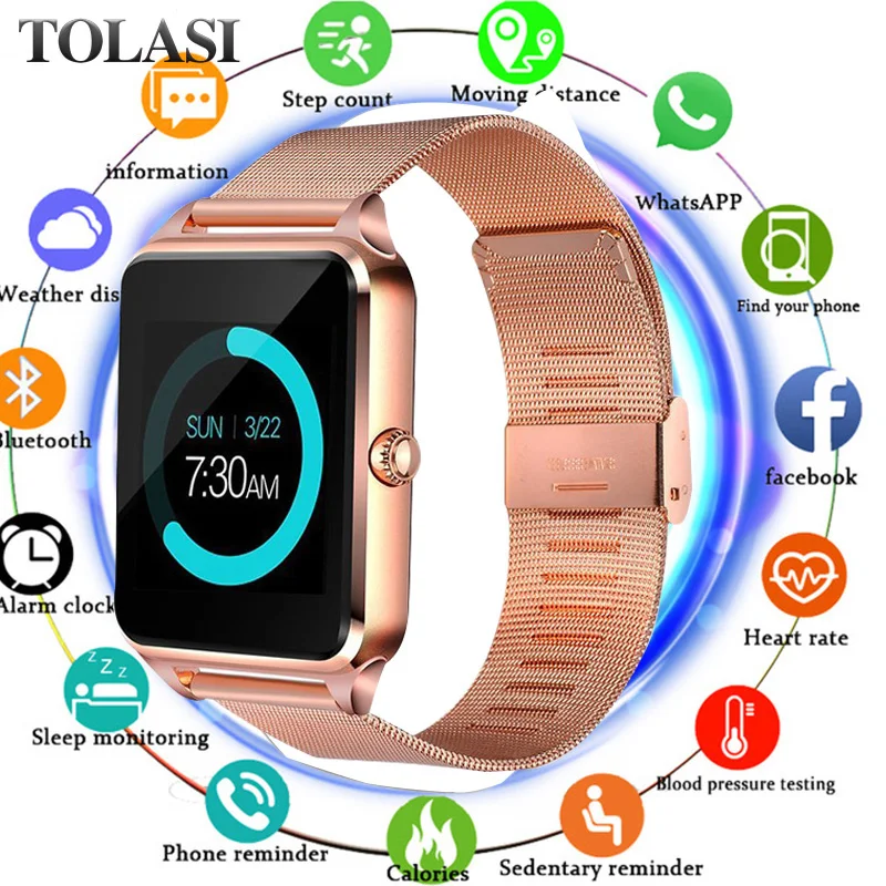 Smart Watch Z60 GT09 Men Women Bluetooth Wrist Smartwatch Support SIM/TF Card Wristwatch For Apple Android Phone PK DZ09