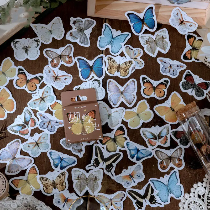 

"Butterfly World" 46pcs Lot Stickers Vintage Beautiful Scrapbooking Card Making DIY Photo Album Craft Decoration Sticker