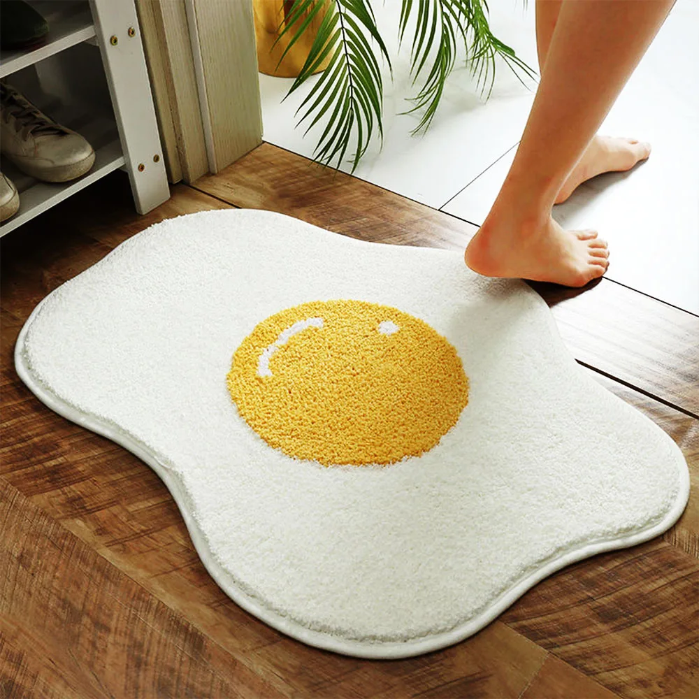 

Soft Carpet for Living Room Lovely Absorbent Floor Mat Fashion Cartoon Smile Face Egg Flower Fluffy Floor Cover Home Decoration
