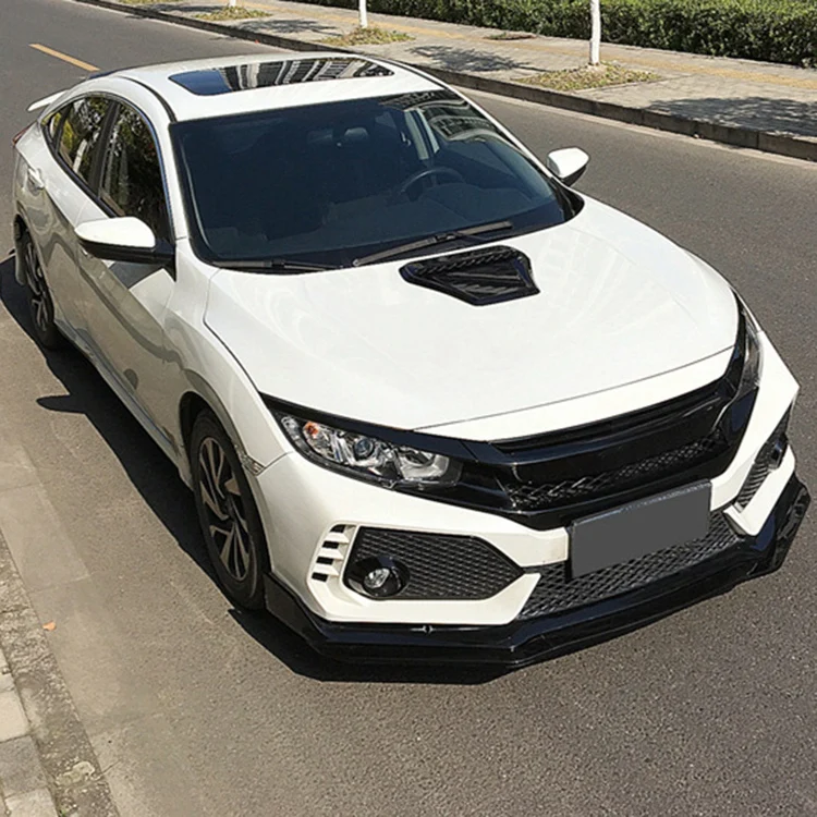 ABS Bright Black Engine Hood Air Outlet Vent Frame Cover Trim Car Styling for Honda Civic Hatchback/Sedan 2016-2020 | Автомобили и