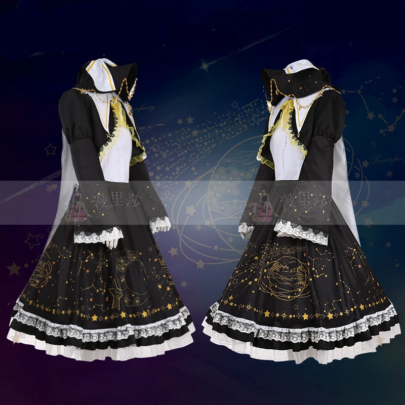 Костюм для косплея из аниме Проект Touhou Kirisame Marisa платье с принтом звезд и Луны Kirara