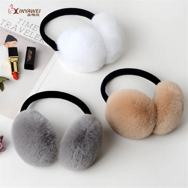 Best Selling Wife Rabbit Fur Earmuffs Ladies Rabbit Fur Ears Cute Christmas Gifts Ear Warm Winter Warm Unisex Earmuffs.