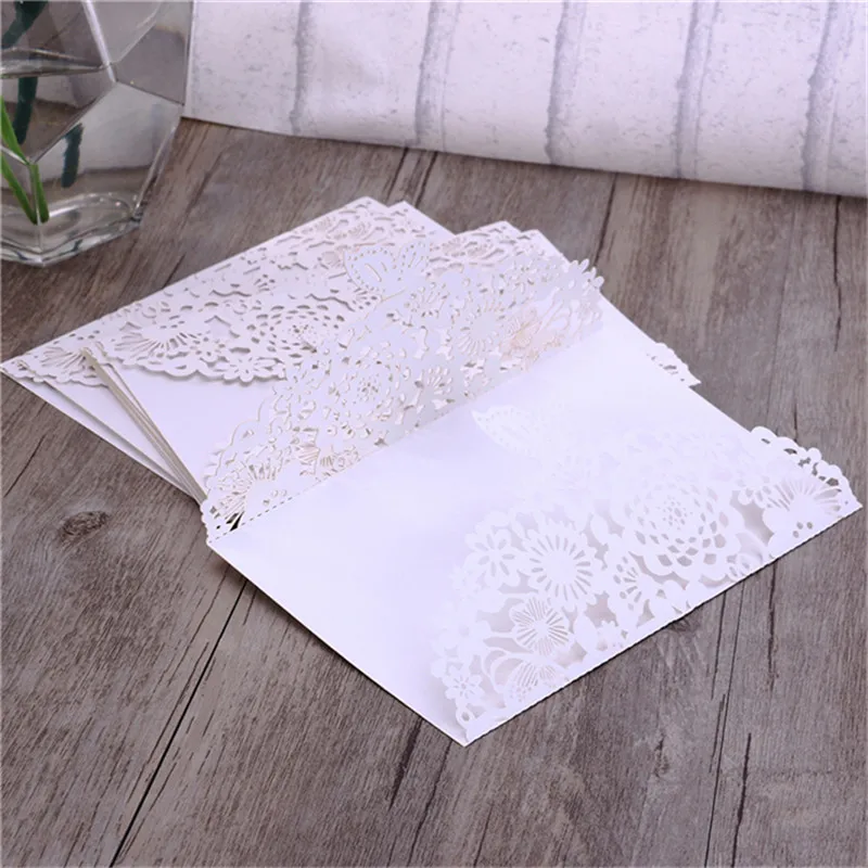 10 шт Вертикальные пригласительные комплекты открыток с лазерной гравировкой и