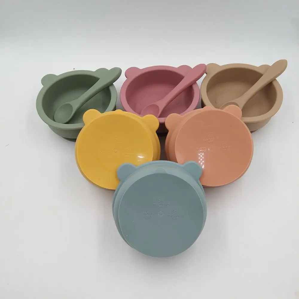 Силиконовая ложка с мультяшным медведем миска для еды ребенка столовая посуда