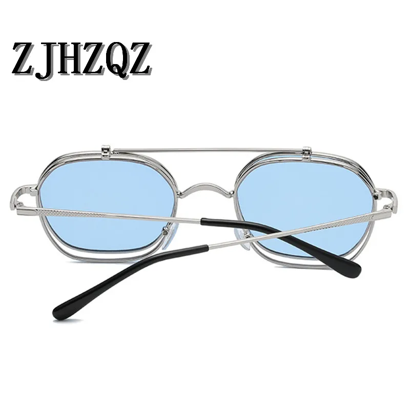 

Womens Square Fashion Flip Up Steampunk Sunglasses Mens Retro Vintage Spring Legs Trend Red Pink Black Brown Blue Lens Glasses
