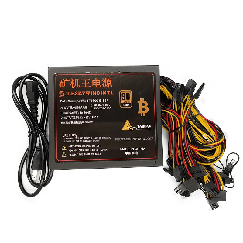 Kaufen 20 + 4 Pin Stille Noise Reduktion Miner/PC GPU ATX 1600W Netzteil Gold Entwickelt Für UNS Spannung 110V 220V 1600w Bergbau ETH