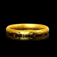 star carved solid women bangle bracelet yellow gold wedding party bridal jewelry gift