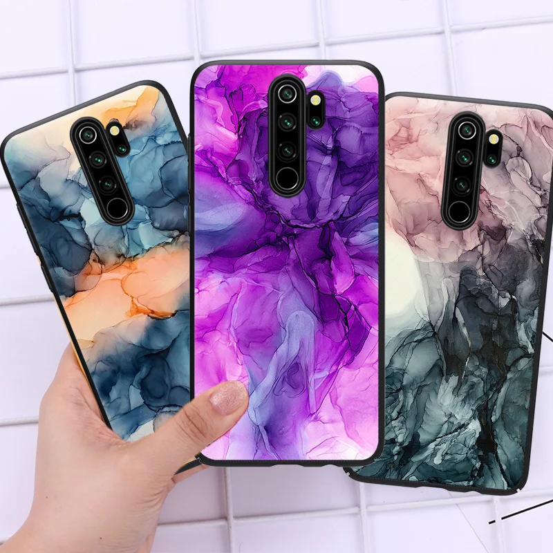Чехол для Redmi Note 9 Pro с мраморным рисунком чехол акварельными красками Xiaomi 8 9S 9A 9C 8T 7