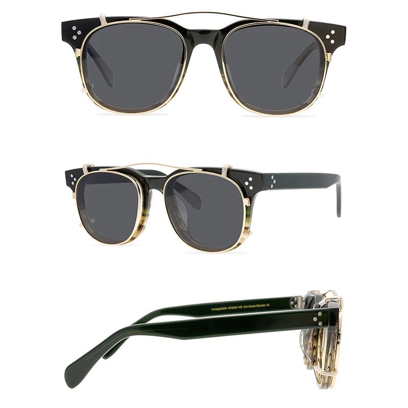 Belight Optical  Women Men Classical American Style UV400 Vintage Retro Acetate Clip on Sunglasses with Case Oculos OV5236