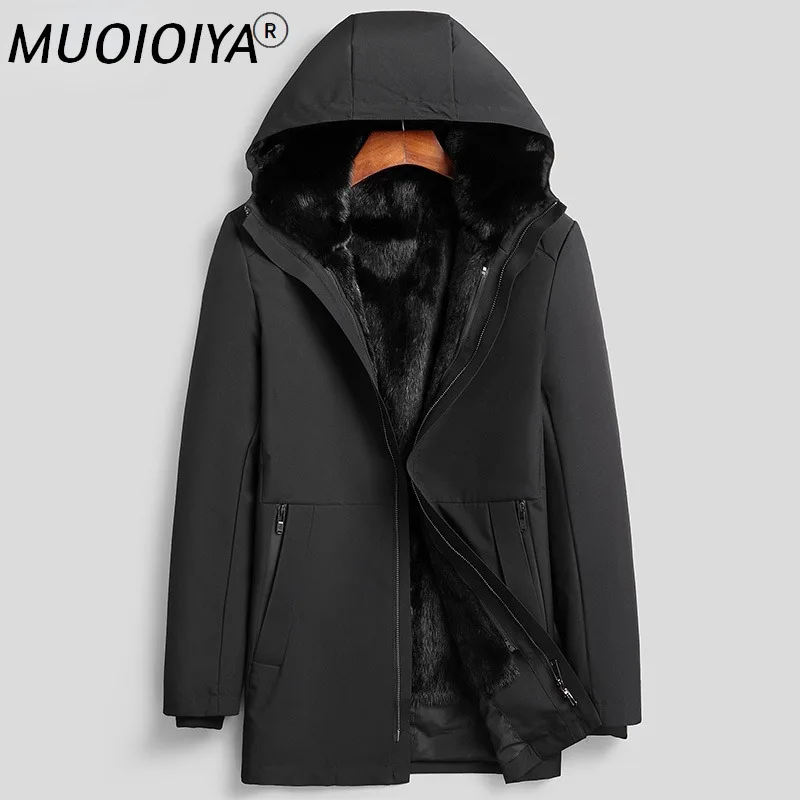 

Hooded 100% Real Mink Fur Liner Jacket Men Autumn 2022 Men's Winter Parka Warm Rabbit Fur Sleeve Coat Veste Homme Gxy853