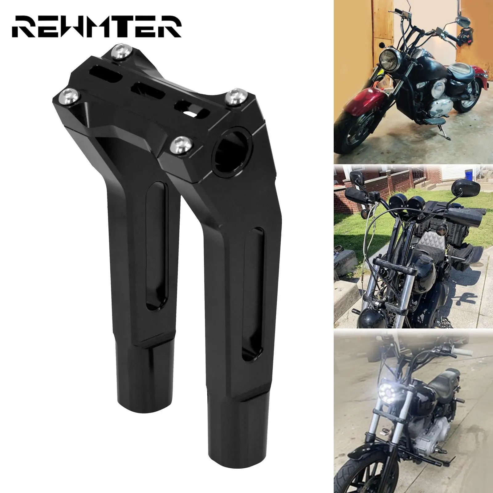 Motorcycle 10'' Handlebar Risers Clamp Pullback Black For Harley Touring Sportster XL XR Dyna Softail Electra Glide Fatboy FXDB
