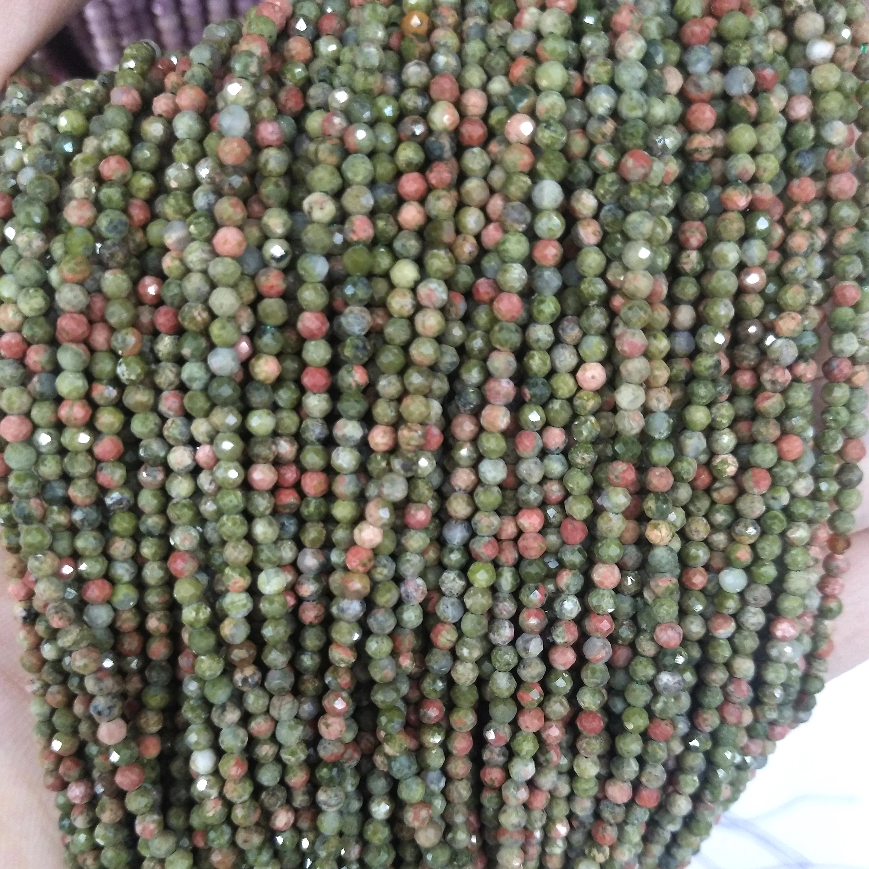 Оптовая продажа граненые бусины из натурального камня 2 мм 3 нефрита с аметистом