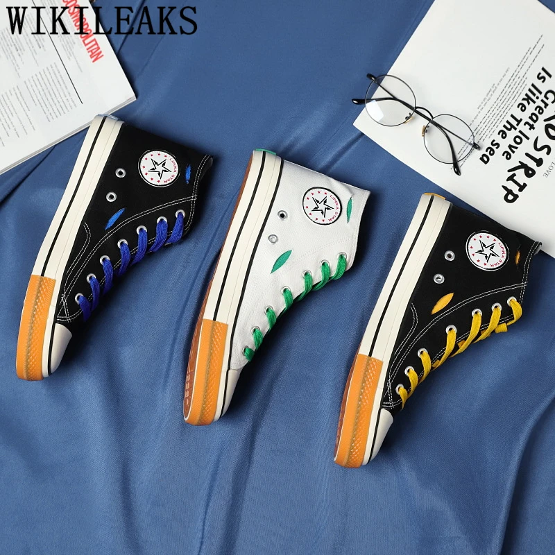 High Top Sneakers White Shoes Men Fashion Canvas Mens Casual Hot Sale Sepatu Pria Calzado Hombre Buty Meskie |