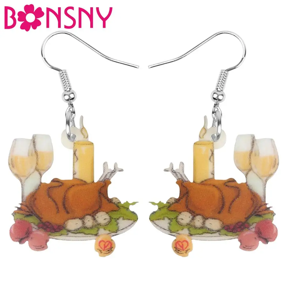 

Bonsny Acrylic Thanksgiving Chicken Turkey Earrings Drop Dangle Festival Decoration Accessory For Women Girl Teen Kid Charm Gift