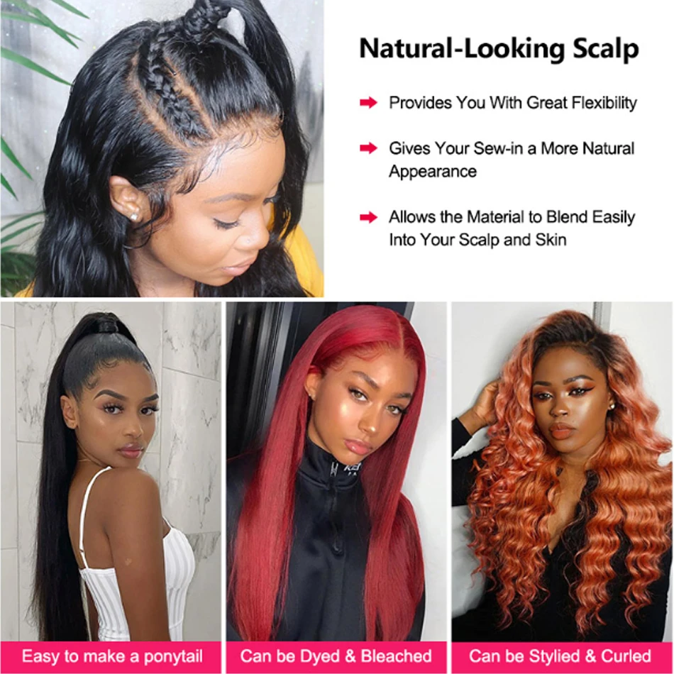 Прямые парики из человеческих волос на фронте с кружевом предварительно