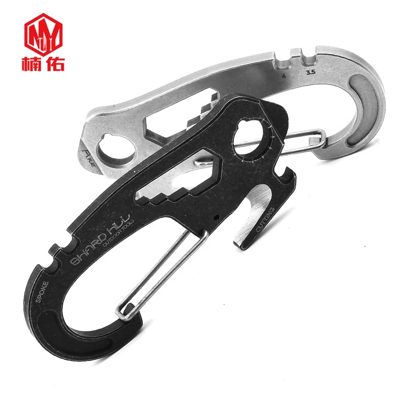 

1PC 420 Stainless Steel Outdoor Hanging Buckle EDC Bottle Opener Screwdriver Hex Wrench Multifunction Gadget