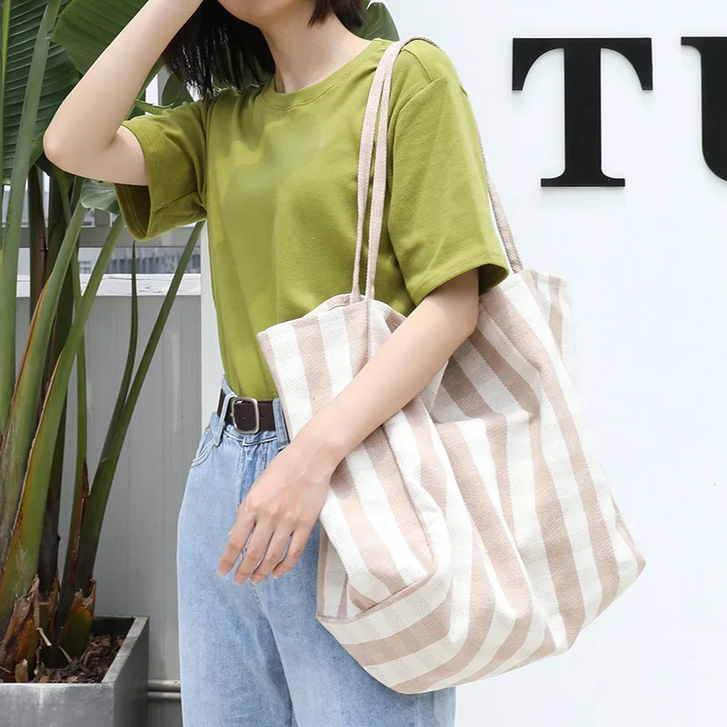 

Большая вместительная сумка в Корейском стиле, маленькая холщовая Повседневная модная клетчатая сумка через плечо с принтом для женщин