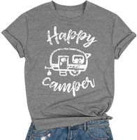 women kawaii summer tops t shirt happy camper print t shirt women funny camping short sleeve o neck casual blouse tee tops