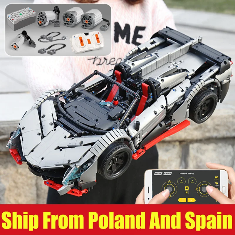 MOC Радиоуправляемый автомобиль Veneno Lamborghinis Roadster мощный Функциональный
