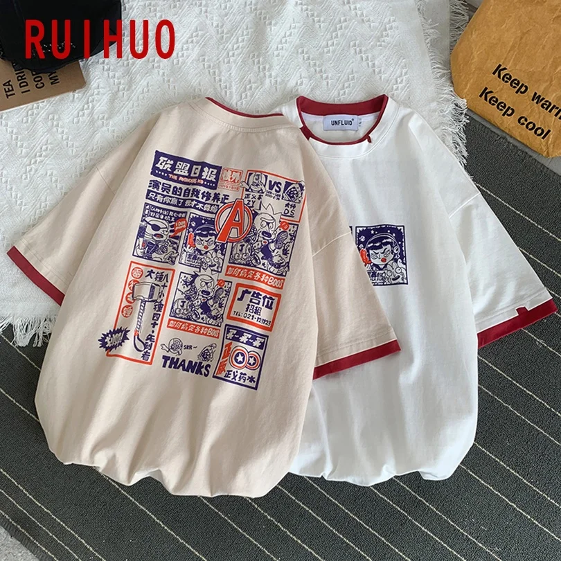 RUIHUO футболка мужская хлопковая в стиле Харадзюку уличная одежда японском