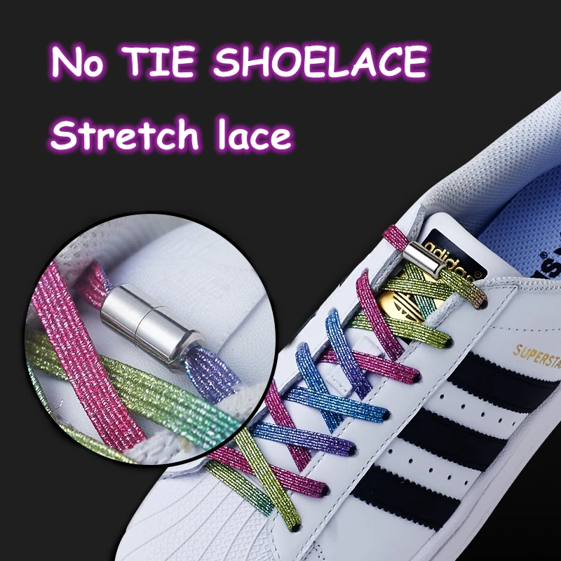 

New Elastic Locking Shoelaces Flats No Tie Shoelace Quick Sneakers Locking Shoe laces Kids Adult Women Men Shoes lace Strings