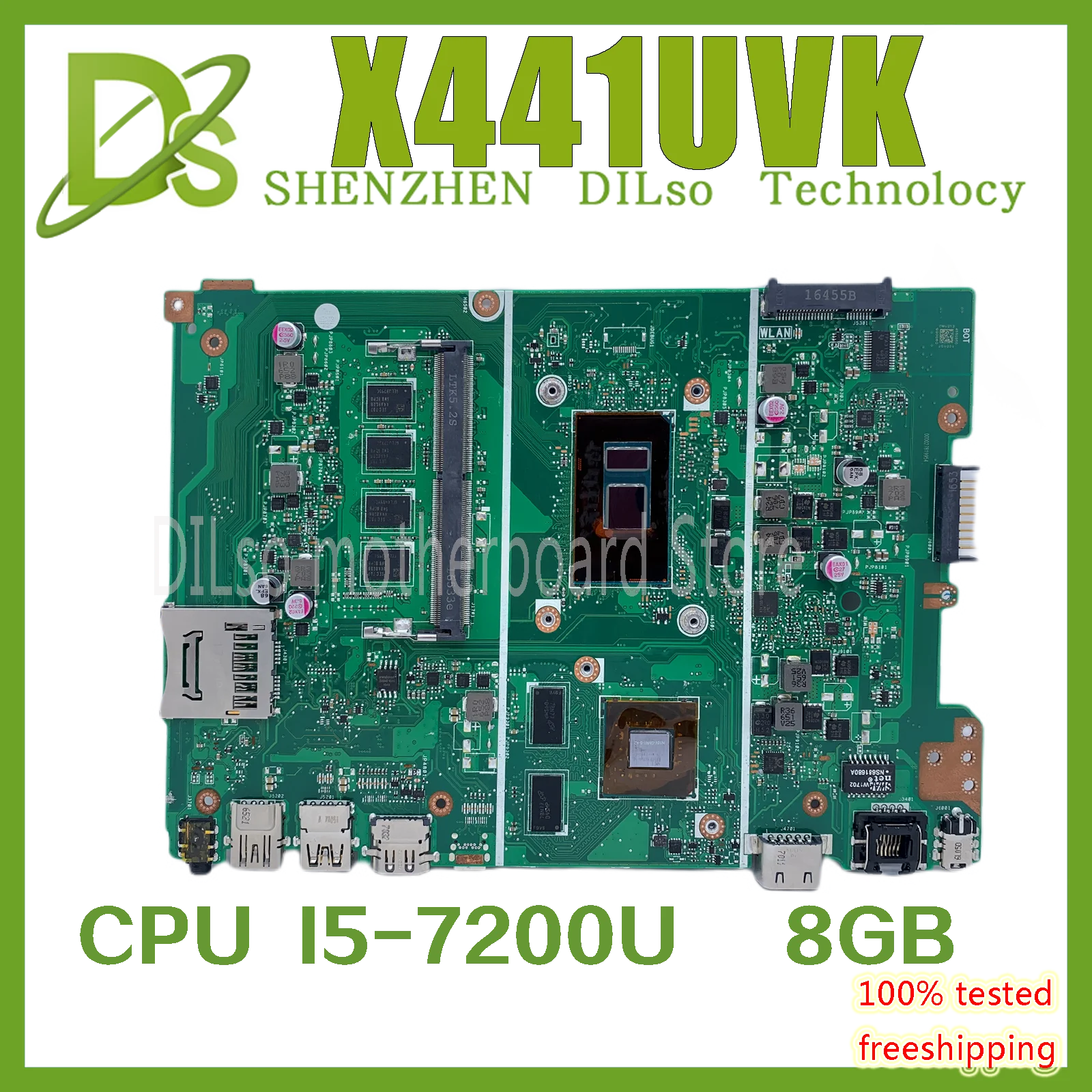 

KEFU X441UVK Motherboard For ASUS F441U X441UV A441UV Laptop Motherboard notebook I7-7500U 920MX 8GB original Motherboard Test