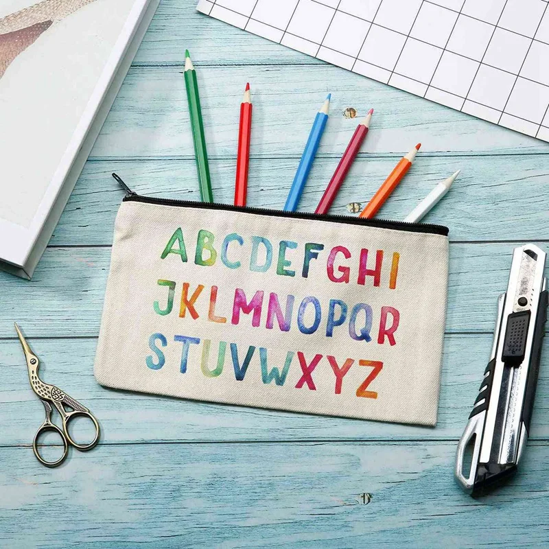 

13Pcs Canvas Makeup Bags Canvas Zipper Pouch Bags Pencil Case Blank DIY Craft Bags Pouch for Travel DIY Craft School