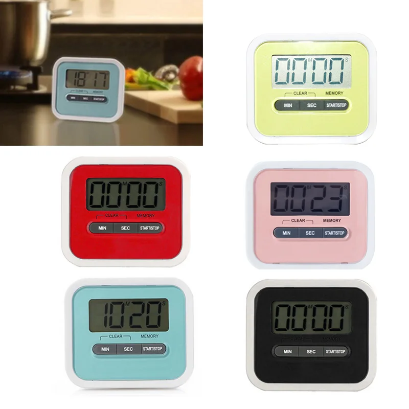 1pcs Ultra-thin LCD Digital Screen Kitchen Timer Gadget Cooking Countdown Loud Alarm Clock With Magnet | Дом и сад