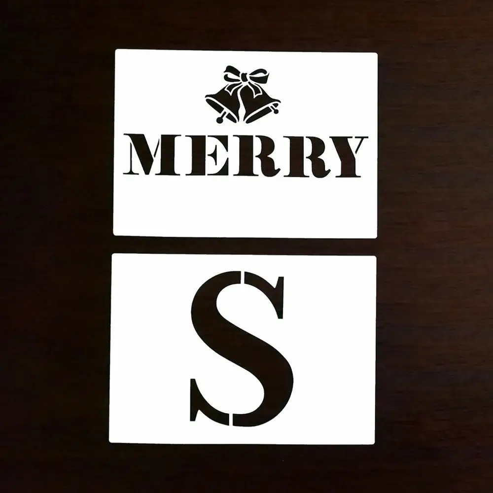 

10pcs/set Uppercase Letter Merry Christmas Stencils Templates DIY Painting Scrapbooking Stamp Album Embossing