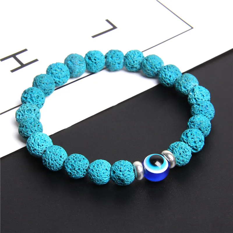 2019 браслет evil eye Homme браслеты мужские на запястье черный Природный лавовый камень