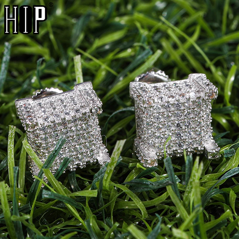 Хип хоп CZ Циркон микро полностью вымощенные Стразы квадратное Bling Iced Out Золотая