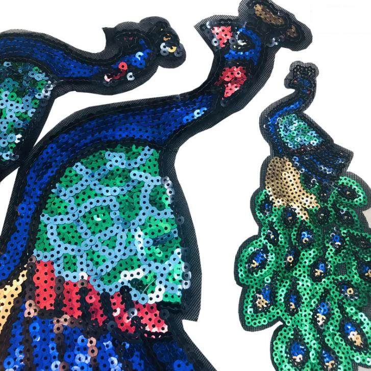 1 Pcs Animal Peacock Sequins Patches for Clothing Sewing Garment Applique Embroidery Diy Accessory Party Decorations | Дом и сад