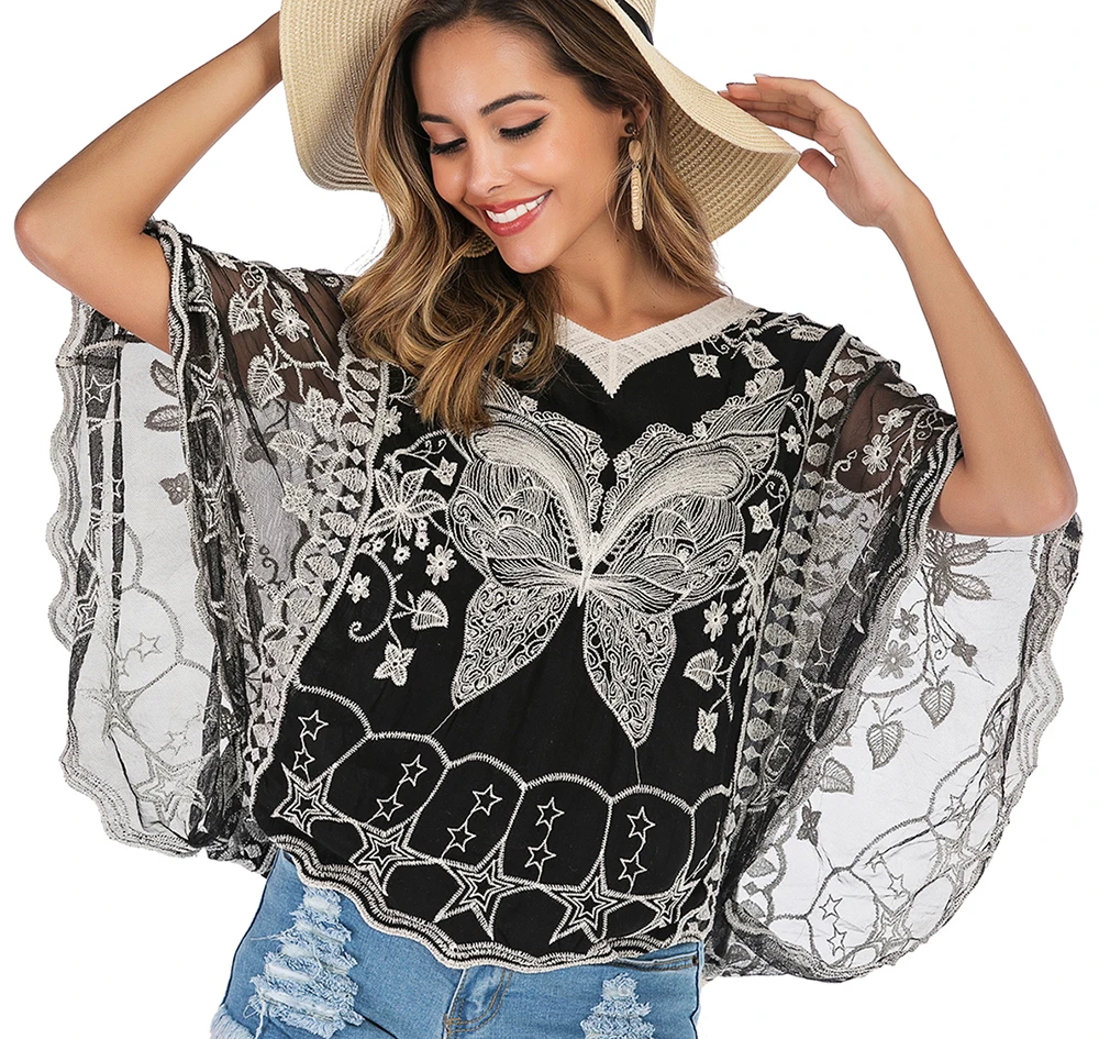 New Womens Floral V Neck Blouses Bat Wing Short Sleeve Chiffon Tops Shirts | Спорт и развлечения