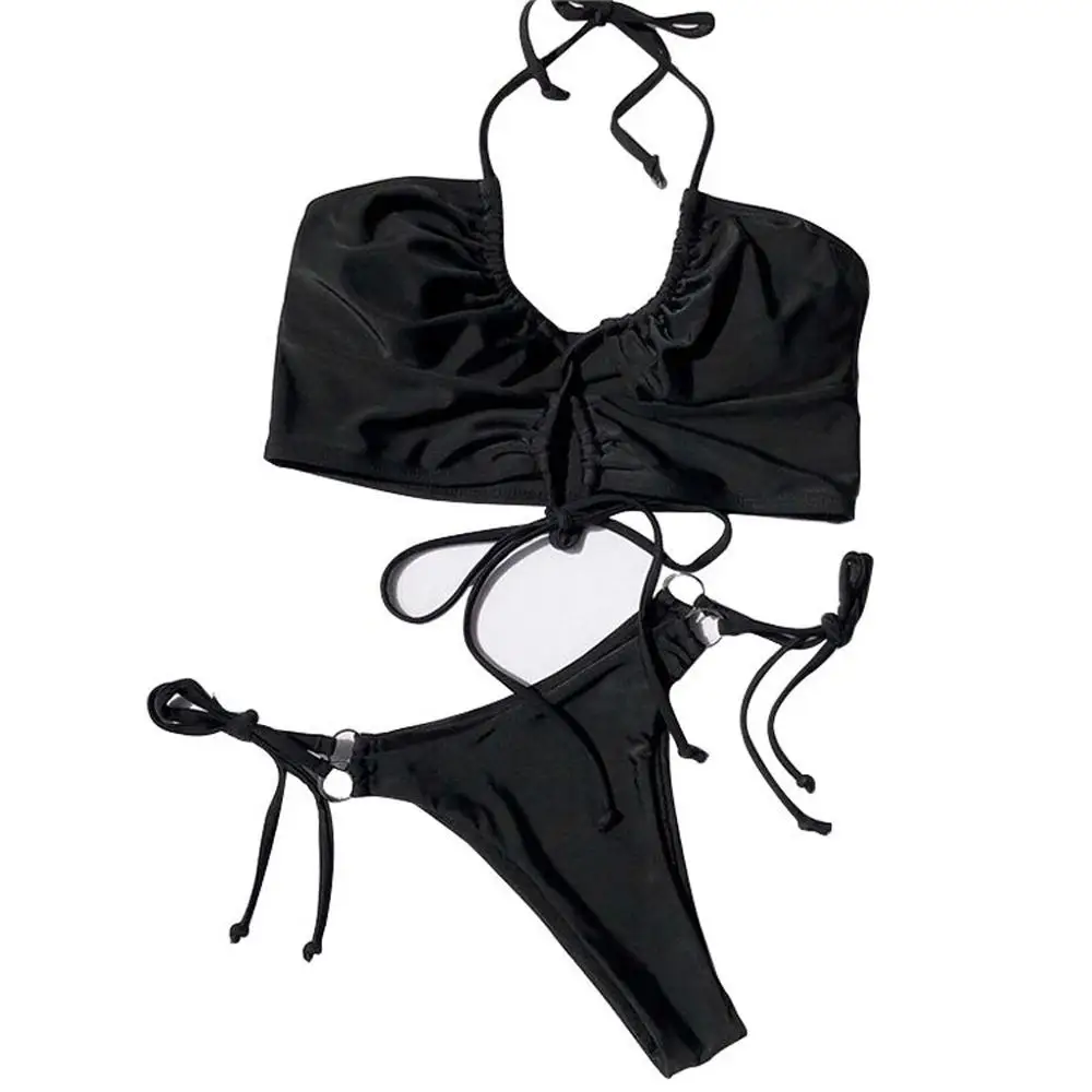 Бандажный комплект бикини пуш-ап с леопардовым принтом бикини-танга купальник