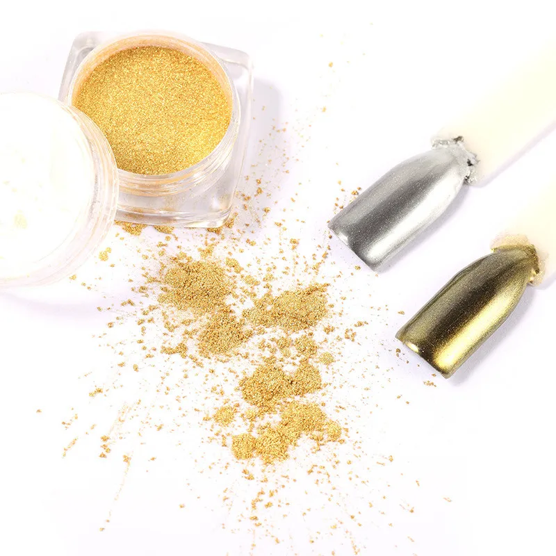 Блестящая голографическая пудра для ногтей лазер золотой серебряный блеск
