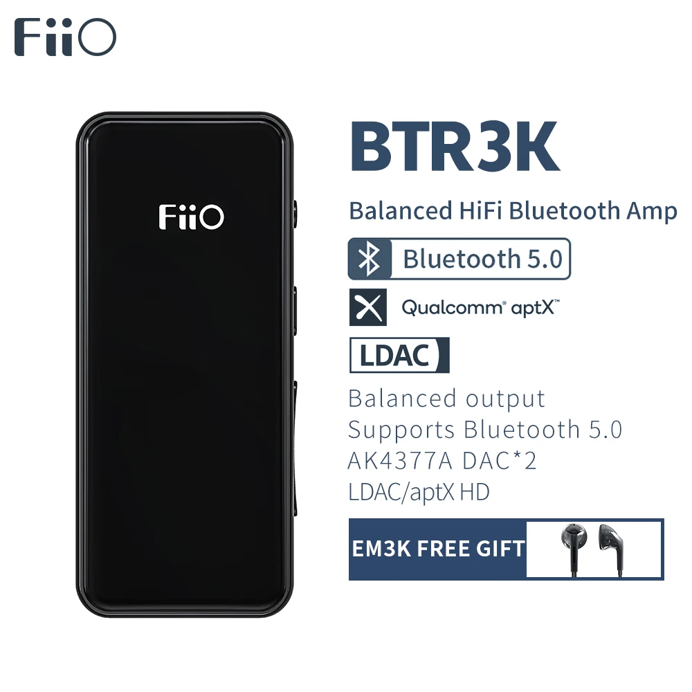 FiiO BTR3K AK4377A * 2 Сбалансированный Bluetooth 5 0 Amp USB DAC поддержка LDAC/aptX HD lossless HiFi кодеки