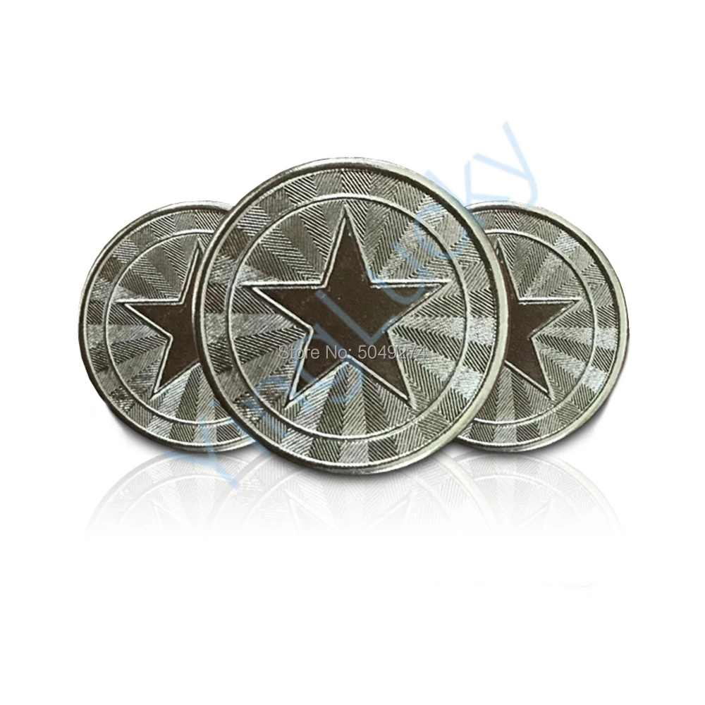 

100 Pcs 25 * 1.85mm Metal Arcade Game Tokens Stainless Steel Arcade Game Coin Pentagram Crown Tokens